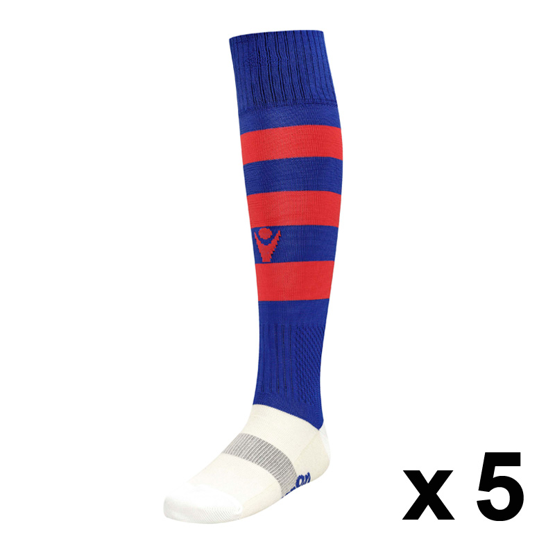 Macron Hoop Socks Pack Of 5, Red And White Hooped Rugby Socks
