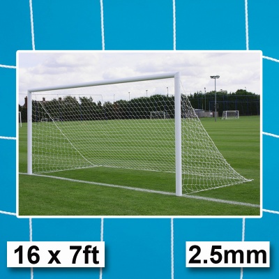 Harrod 2.5mm Straightback Football Goal Nets- GOALS WITHOUT NET SUPPORTS (16 x 7ft / 4.88 x 2.13m) FBL562 (Pair)