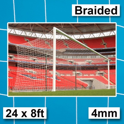 Harrod 4mm Braided Box Profile Euro Football Goal White Nets (24 x 8ft / 7.32 x 2.44m) FBL308 (Pair)